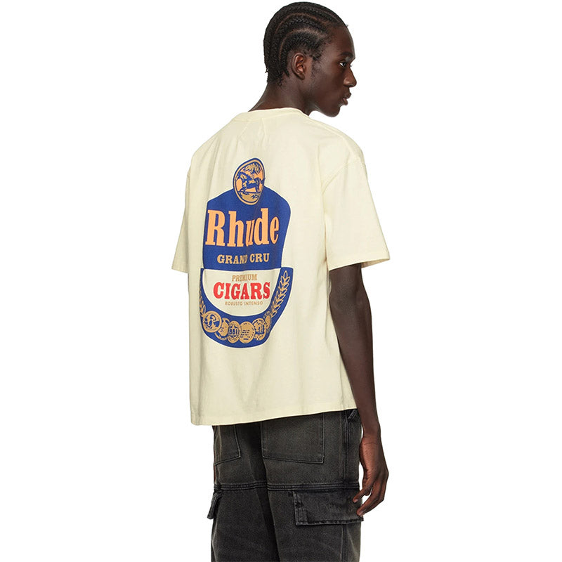 RHUDE Logo-Print Cotton T-Shirt – Black / Apricot / White
