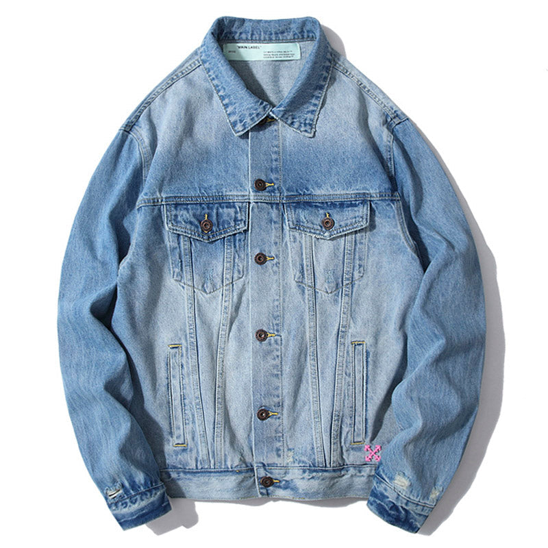OFF-WHITE Hand-Drawn Doodle Arrow Distressed Denim Jacket