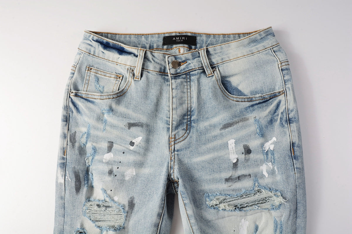 AMIRI Slim Jeans #8899 – Distressed Cotton Denim