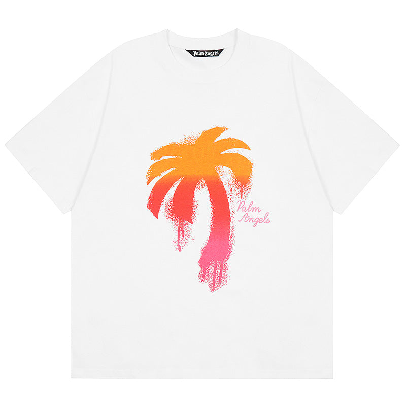 Palm Angels Gradient Spray Paint Palm Tree Script Logo Oversized T-Shirt