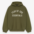 Fear Of God Essentials 24FW Fleece-Lined Hoodie – Dark Green / Black / Grey