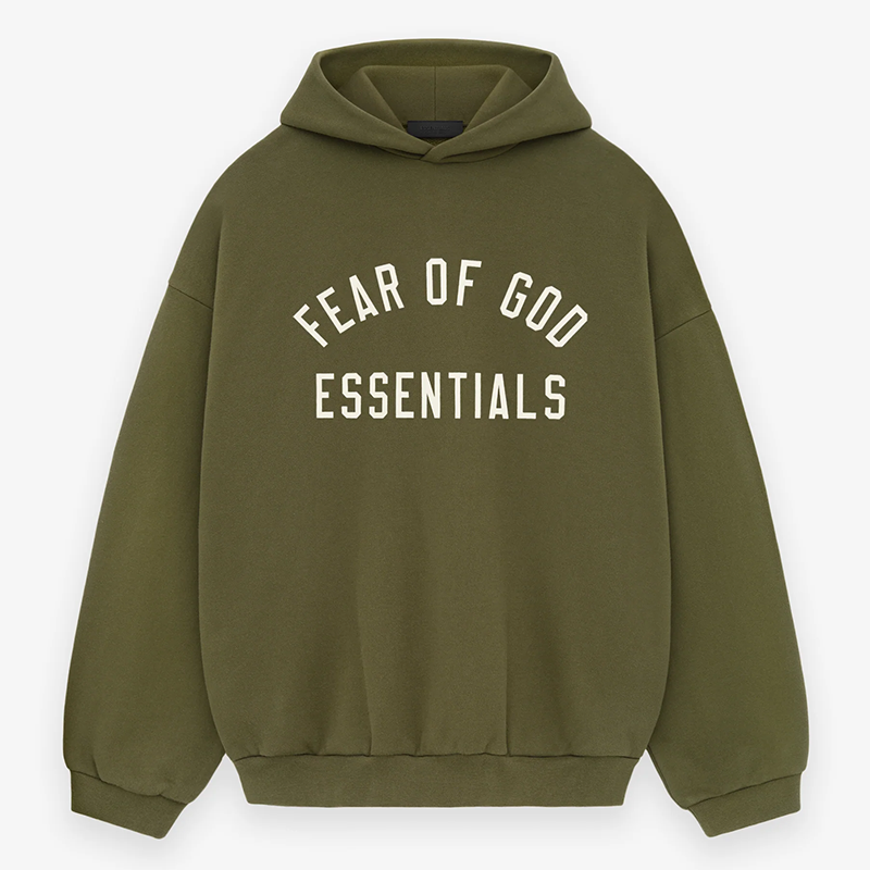 Fear Of God Essentials 24FW Fleece-Lined Hoodie – Dark Green / Black / Grey