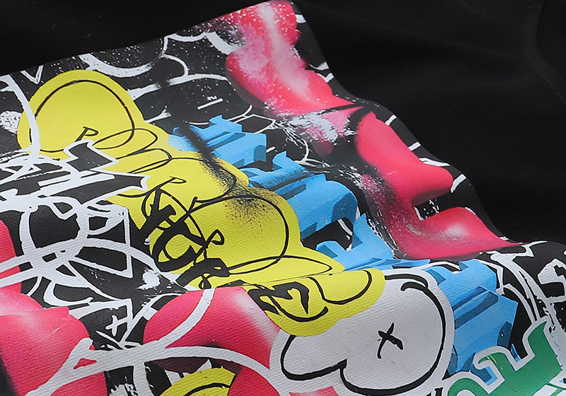 Purple Brand Pattern Print T-Shirt | Black & White