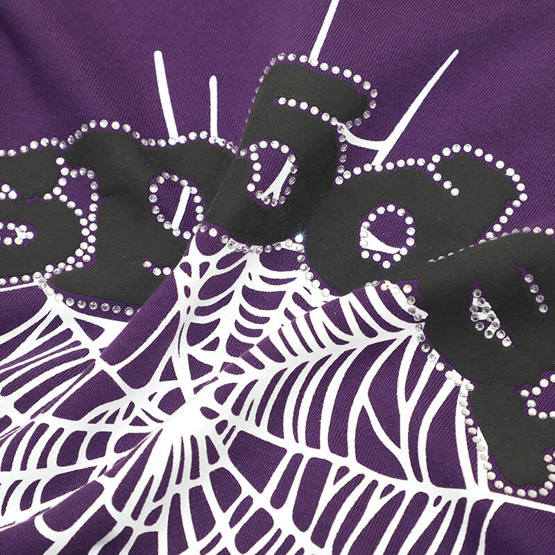 Sp5der Web Print Gothic Punk Hoodie – Purple Premium Streetwear Sweatshirt
