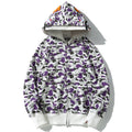 BAPE Purple Camo Shark Double-Zip Hoodie