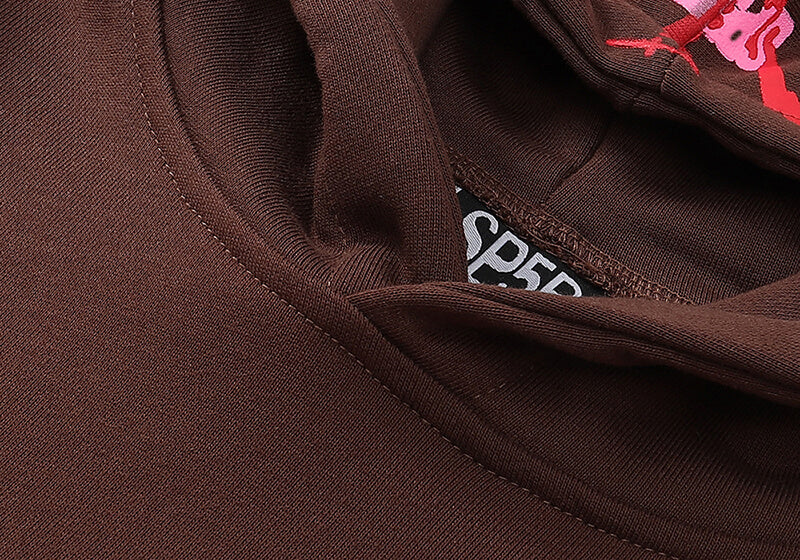 Sp5der 555555 Angel Number Hoodie – Brown Premium Streetwear Sweatshirt
