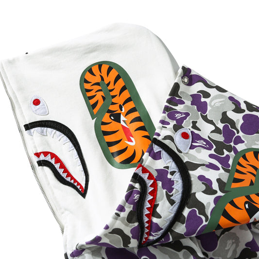 BAPE Purple Camo Shark Double-Zip Hoodie
