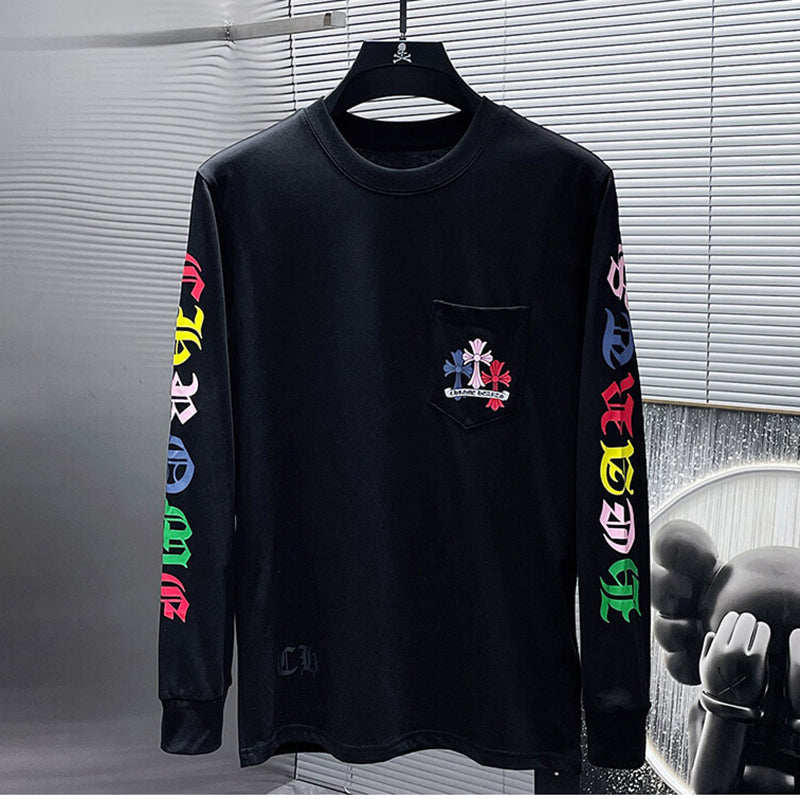 Chrome Hearts Multicolor Fleur Cross Stack Long Sleeve Tee – White / Black