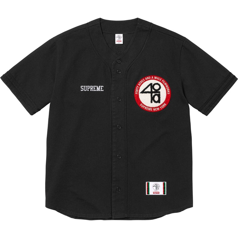Supreme 40 Acres Twill Baseball Jersey — Black / White