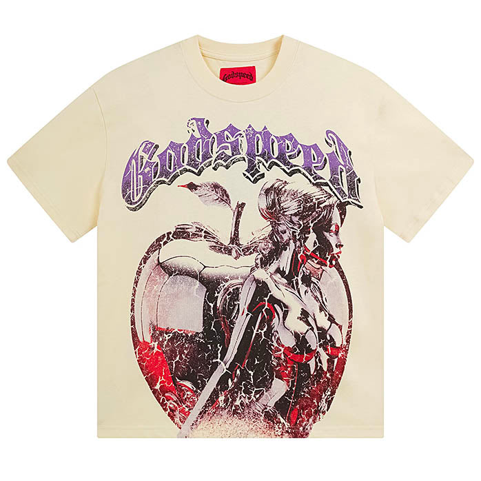 GODSPEED Forbidden Fruit Graphic T-Shirt – 100% Cotton | Apricot