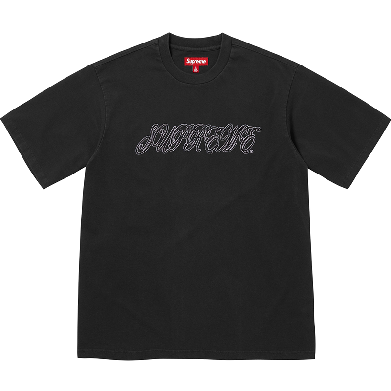 Supreme Raised Script Tee — Black / White