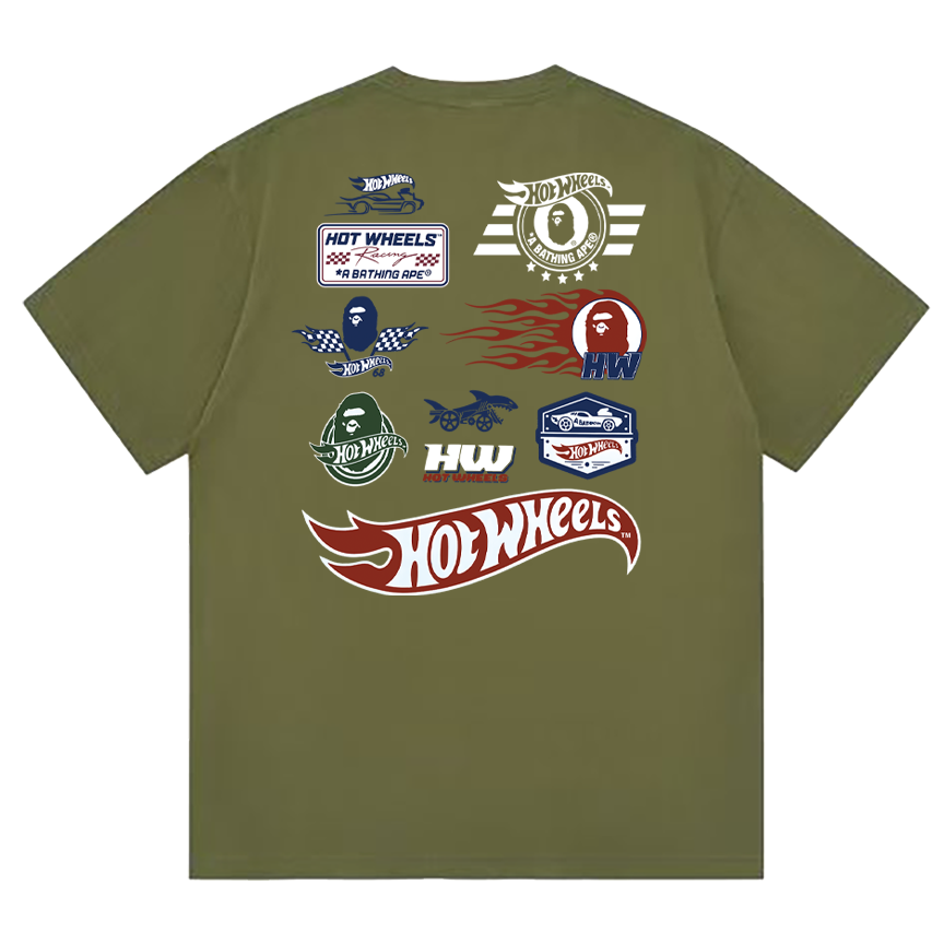 BAPE Ape Head Graphic Tee - Red, Green & Apricot