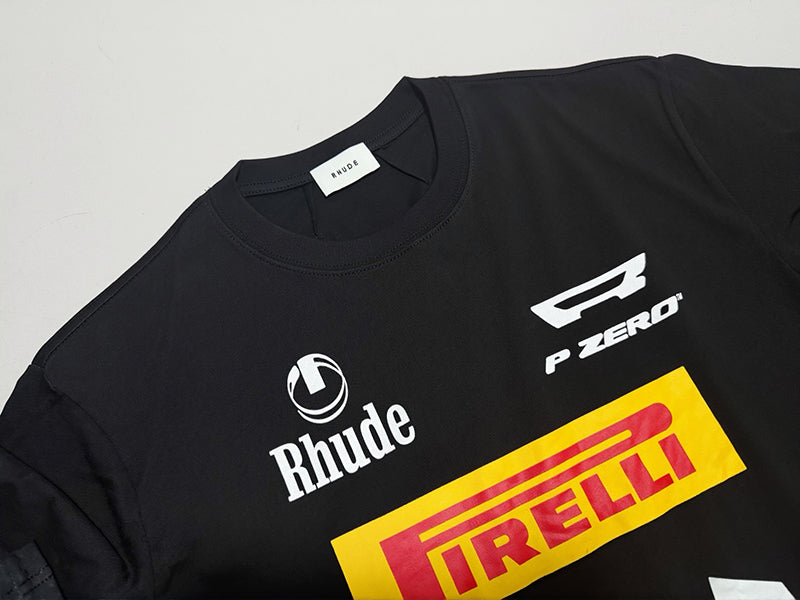 RHUDE Pirelli USA World Champions Tee – Black / Beige