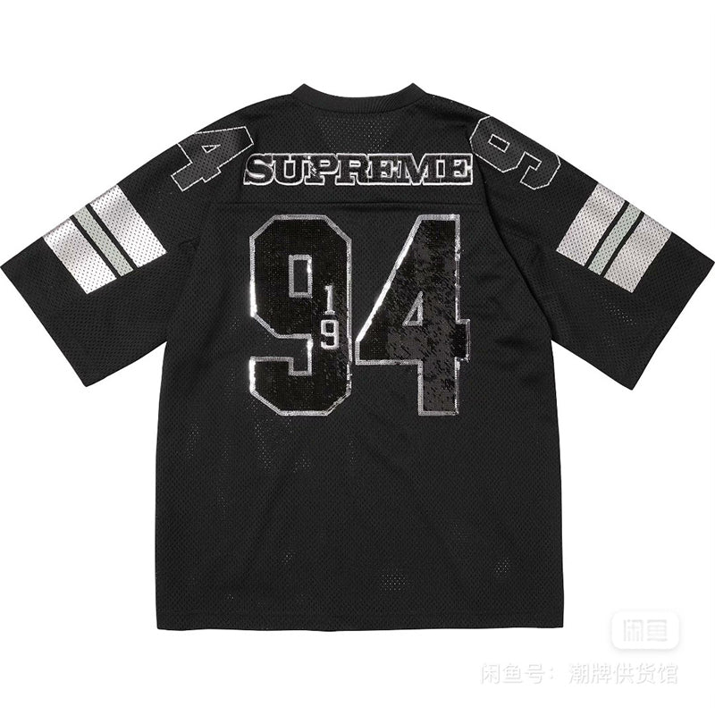 Supreme Sequin Football Jersey — Black / Blue
