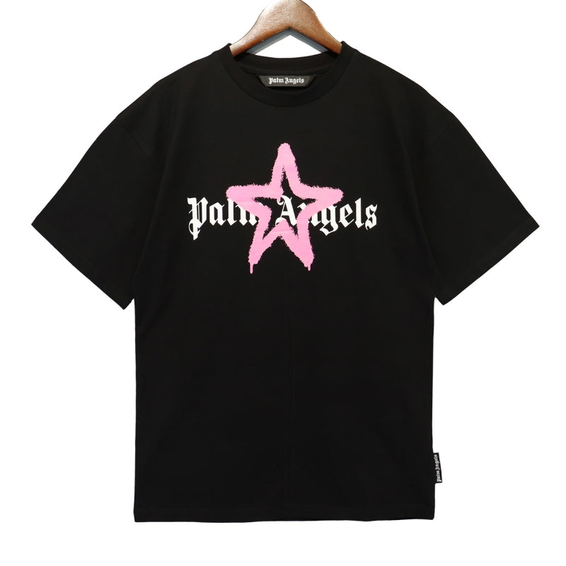 Palm Angels Spray Paint Star Gothic Logo Oversized T-Shirt