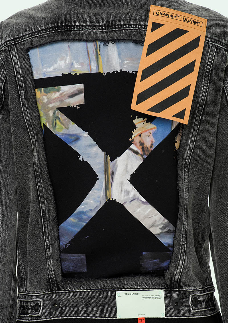 Off-White Destruction Oil Painting Graffiti Arrow Denim Jacket – Loose Sporty Fit
