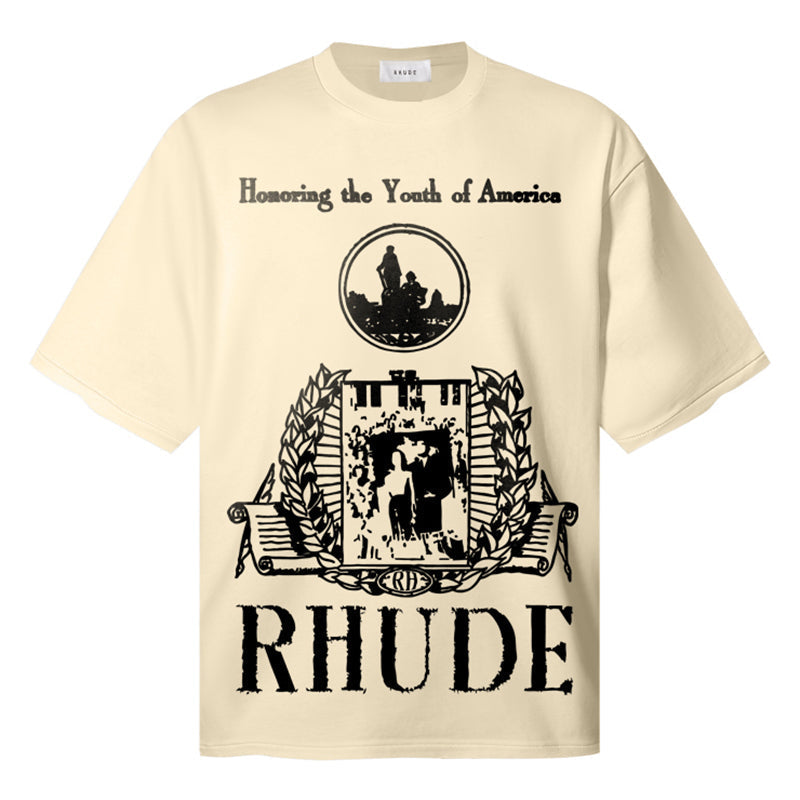 RHUDE Youth of America Tee – Black / White / Apricot