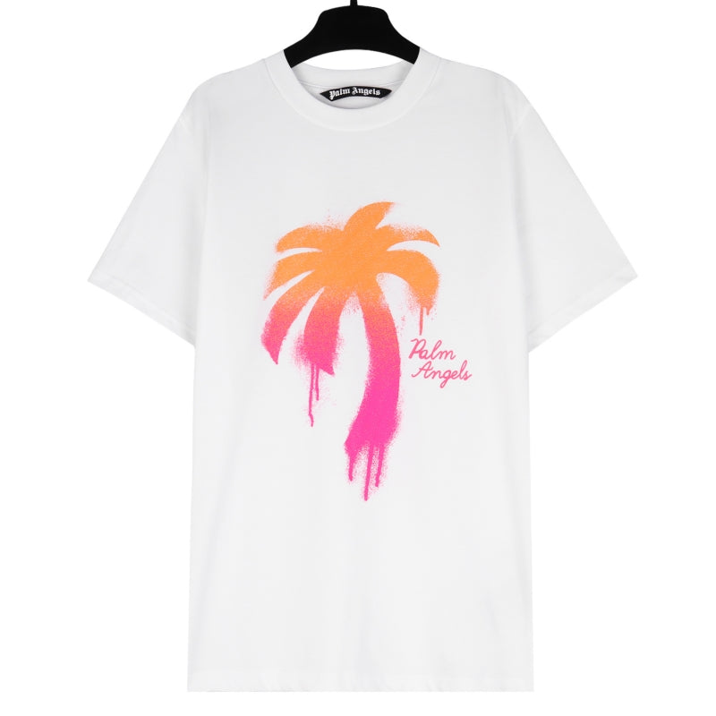 Palm Angels Gradient Spray Paint Palm Tree Script Logo Oversized T-Shirt
