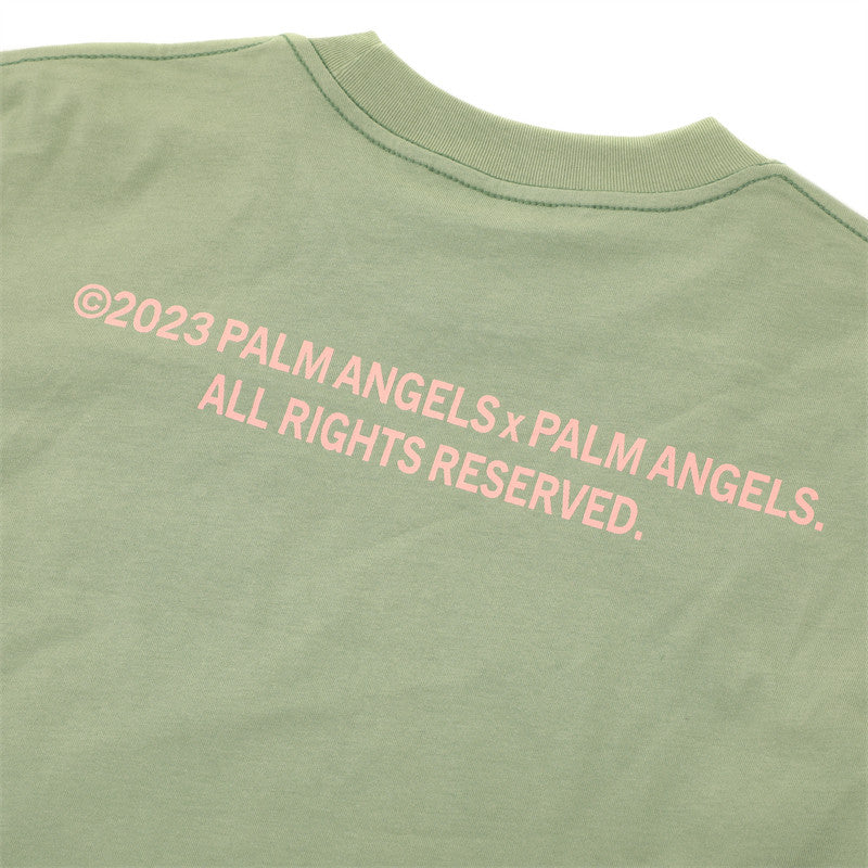 Palm Angels Palm Tree Chest Logo Paint Splatter Oversized T-Shirt