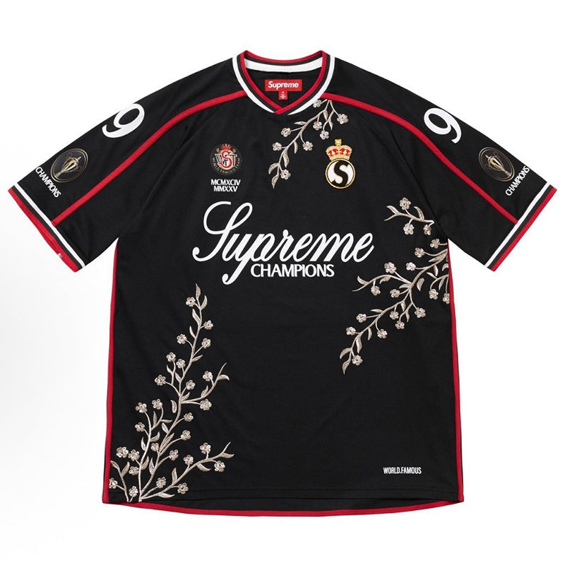 Supreme Floral Soccer Jersey — Black / White