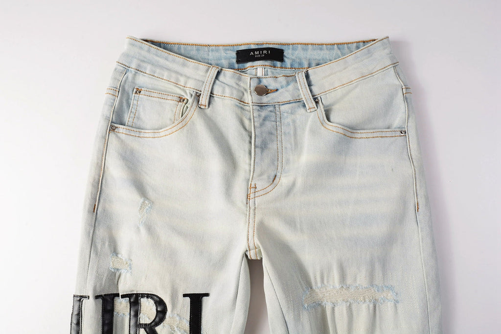 AMIRI Slim Jeans #8990 – Distressed Cotton Denim
