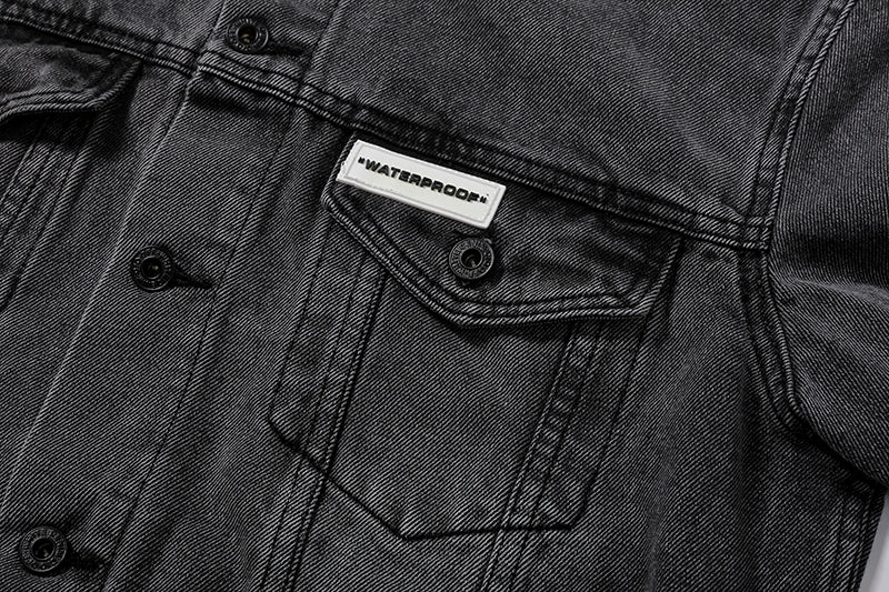OFF-WHITE Arrow Logo Washed Distressed Denim Jacket