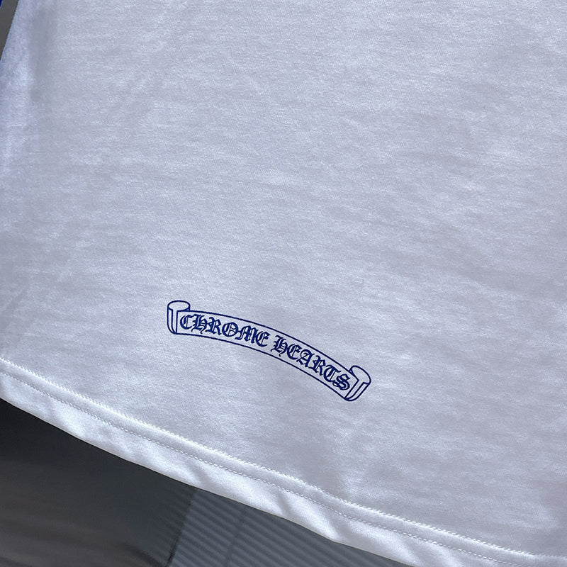 Chrome Hearts CH Gothic Raglan Long Sleeve Tee – Blue / White