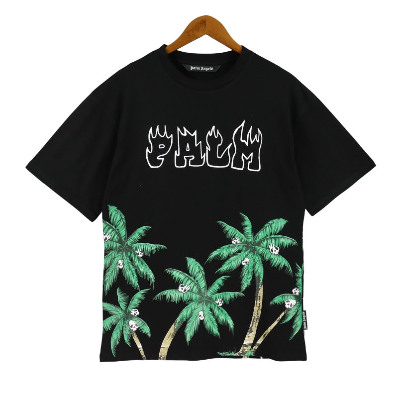 Palm Angels Skull Palm Tree Flame Logo T-Shirt