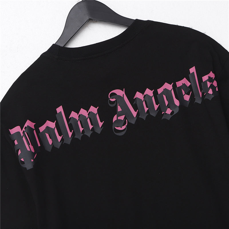 Palm Angels 3D Pink Shadow Gothic Back Logo Oversized T-Shirt