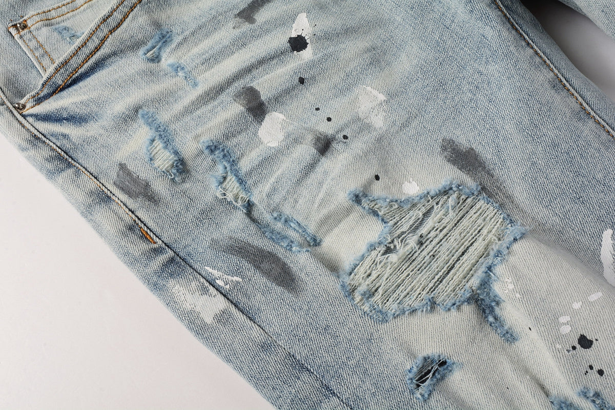 AMIRI Slim Jeans #8899 – Distressed Cotton Denim