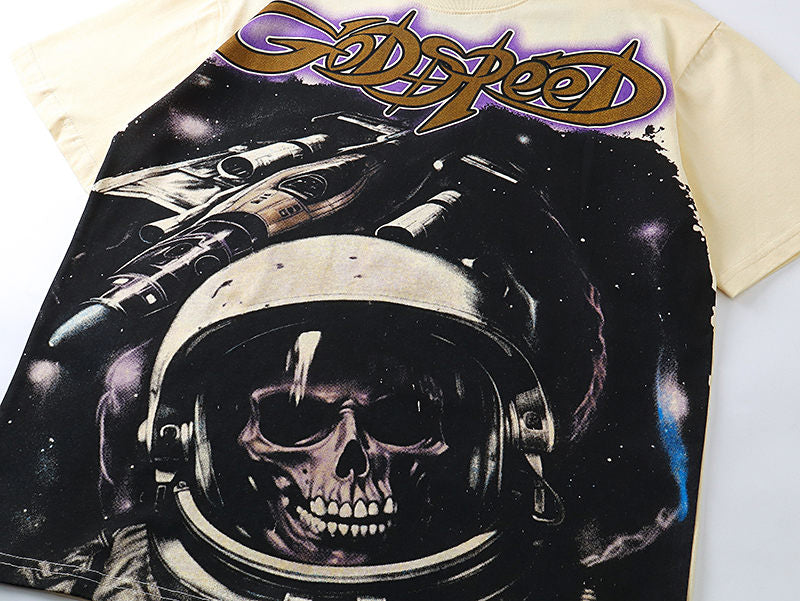 GODSPEED Skeleton Astronaut T-Shirt – 100% Cotton Graphic Tee