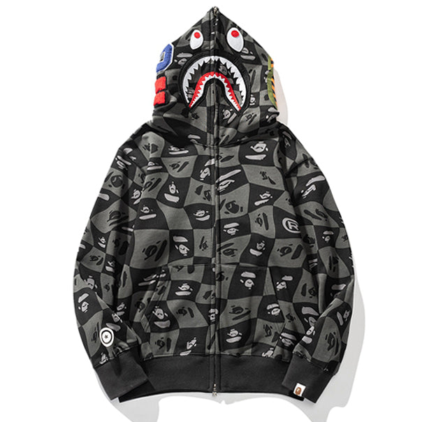 BAPE Gray Shark Full-Zip Hoodie