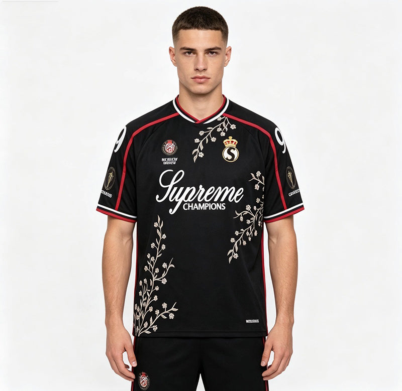 Supreme Floral Soccer Jersey — Black / White