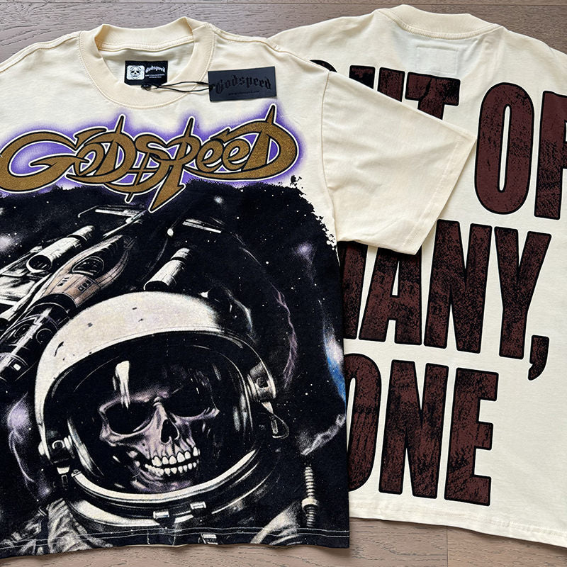 GODSPEED Skeleton Astronaut T-Shirt – 100% Cotton Graphic Tee