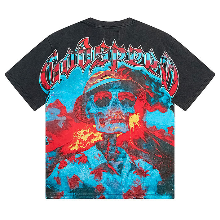 GODSPEED Rock Skeleton Car Graphic T-Shirt
