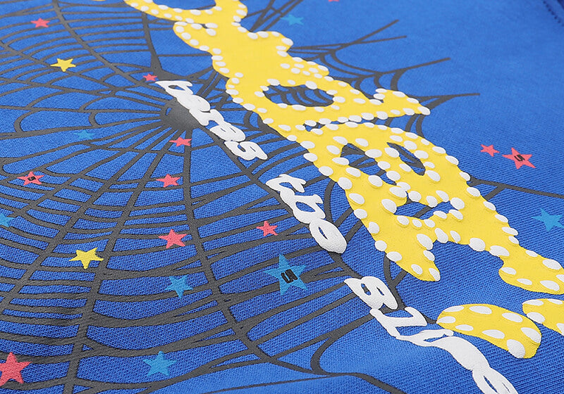 SP5DER Spider Web Graphic Hoodie – Blue (Heavyweight)