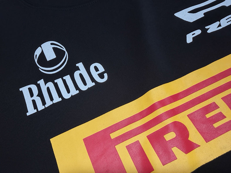RHUDE Pirelli USA World Champions Tee – Black / Beige