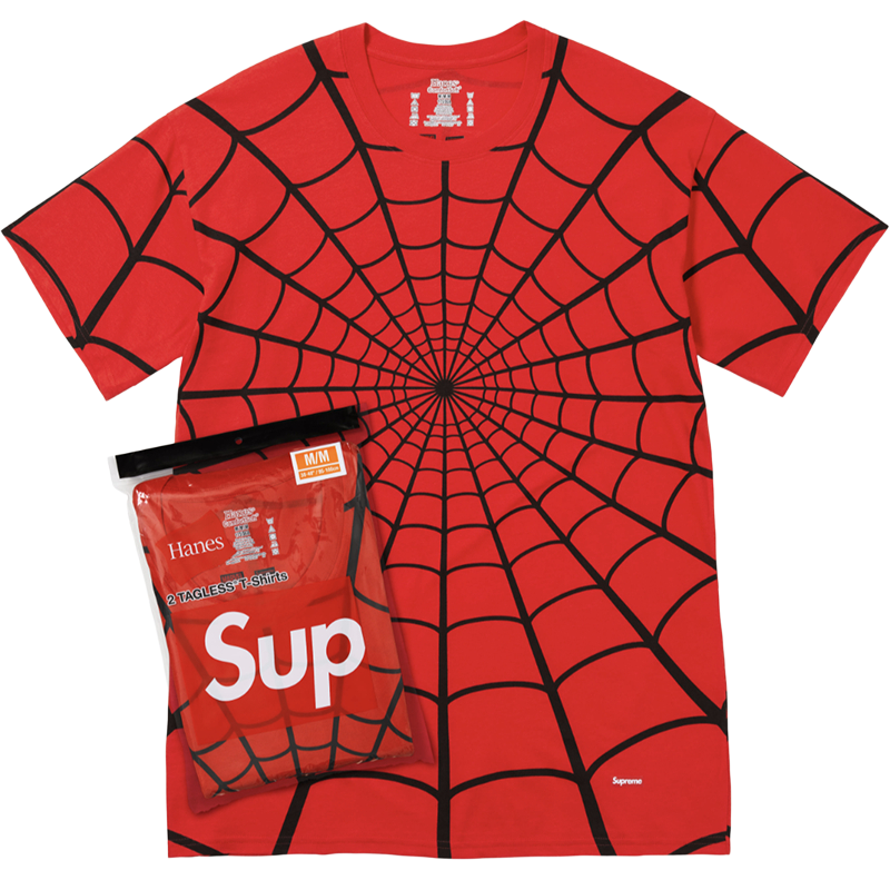 Supreme Hanes Spider-Man Tagless Tees (2 Pack) — Black / White / Red