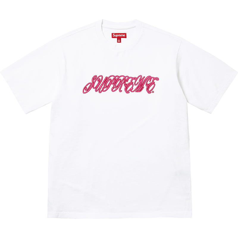 Supreme Raised Script Tee — Black / White