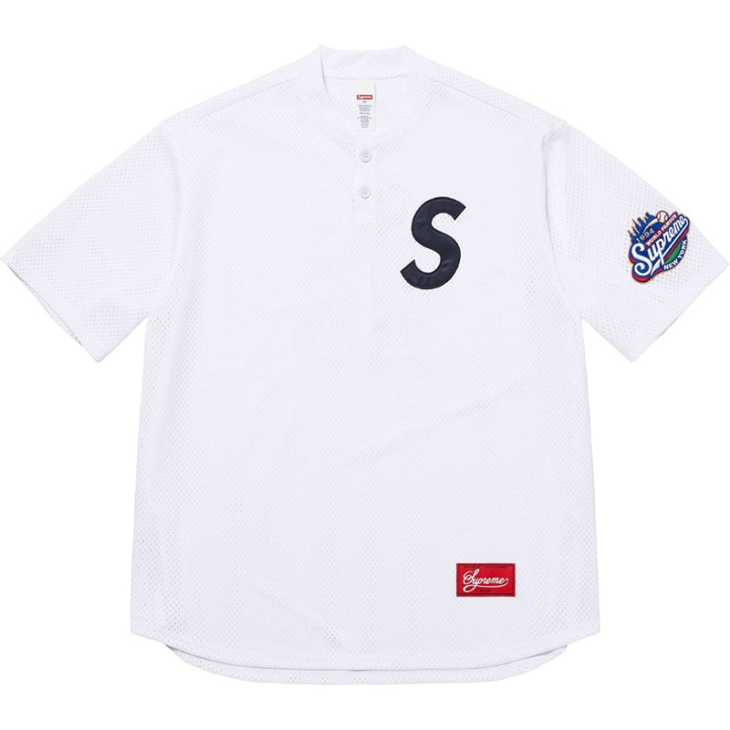 Supreme S Logo Baseball Henley — Black / White