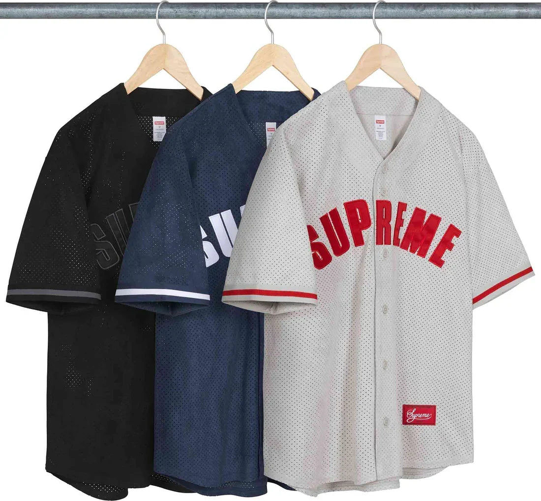 Supreme Ultrasuede Mesh Baseball Jersey — Blue